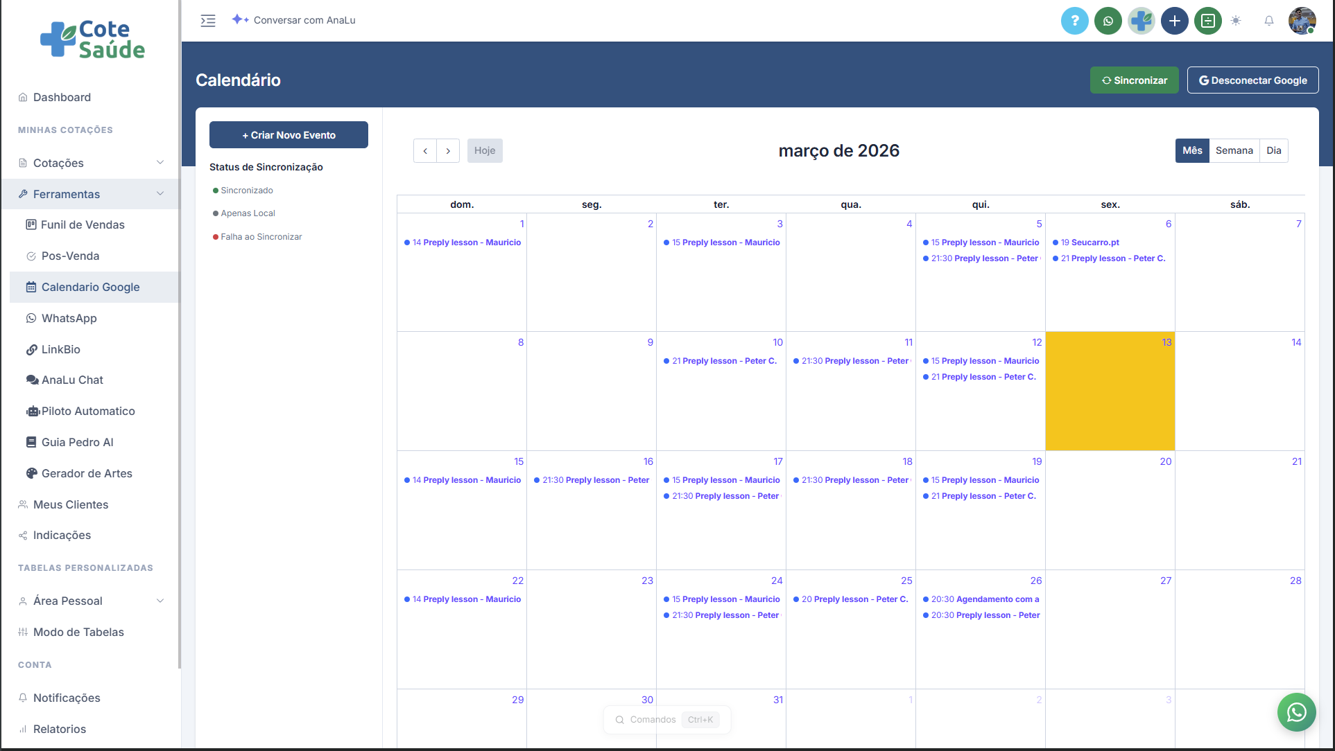 Funil de Vendas - Cote Saúde